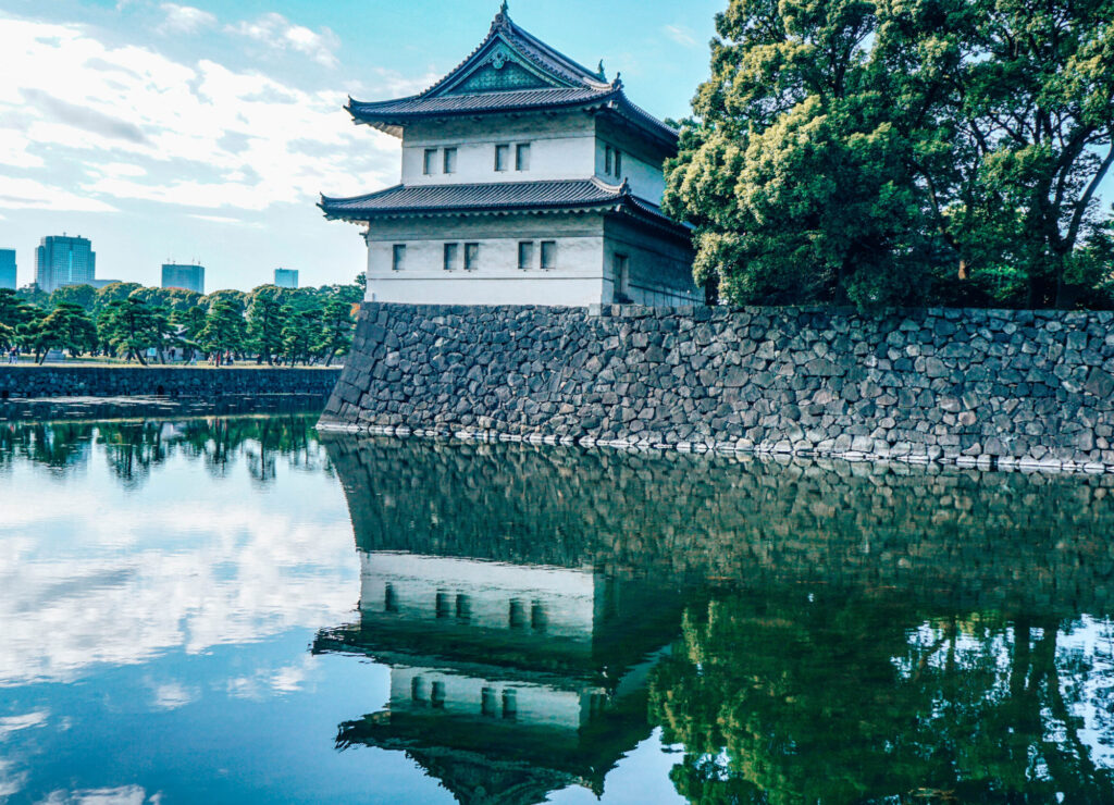 Japanese palace over water