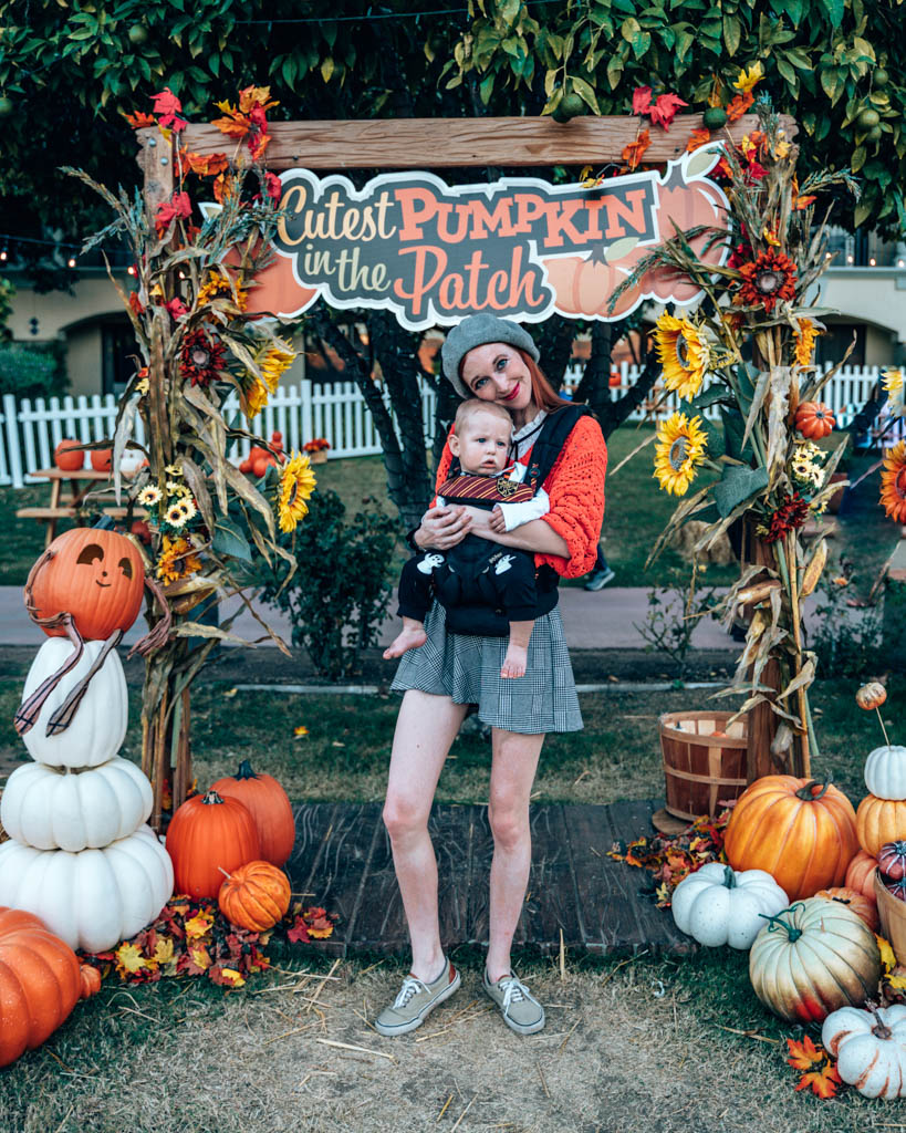 Picture spot by a bunch of pumpkins and decor