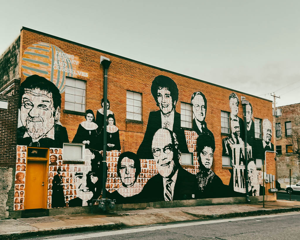 Civil rights art on side of the Museum