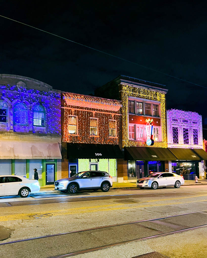 Lights on the street at night