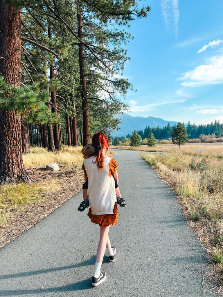 Hike on trail around Lake Tahoe