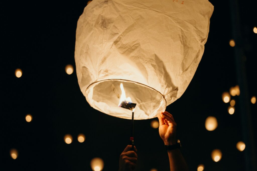 Lighting a lantern during the lantern festival kanab