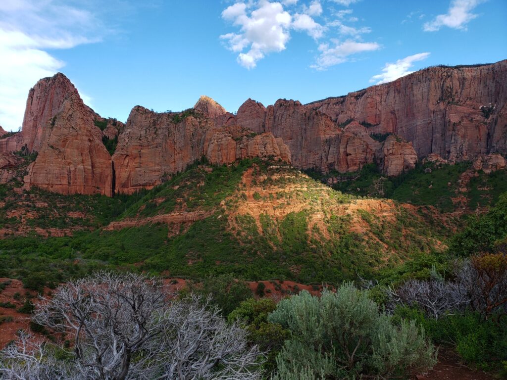 Landscape shot of Kolob Canyon scenic drive red rock