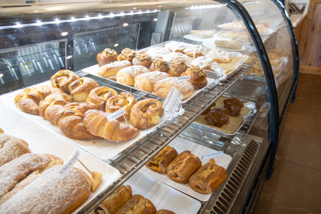 Display case with bakery items from French Bakery