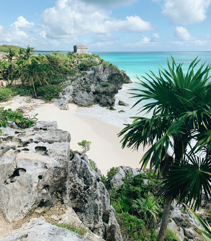 Tulum Mayan Ruins looking over turquoise waters 