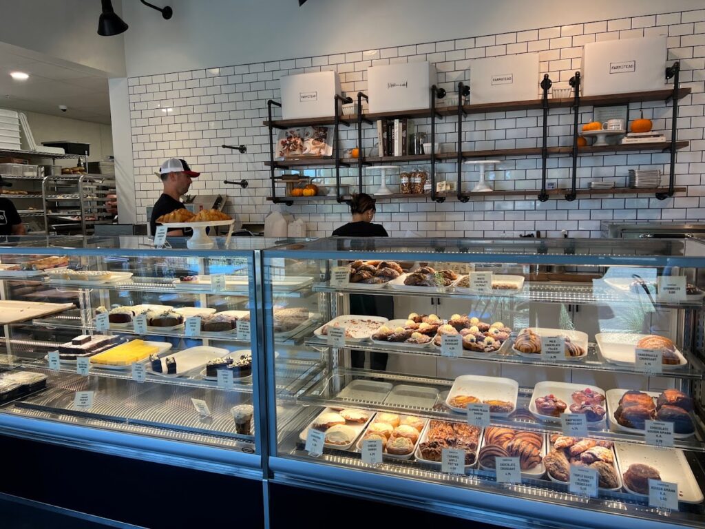 Display case of baked goods